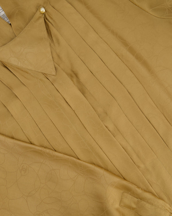 Chanel 01/P Gold Camellia CC Logo Robe with Hood Detail Size FR 40 (UK 12)