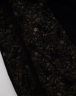 Alessandra Rich Black Long Sleeve Lace Maxi Dress with Floral Detail IT 42 (UK 10)
