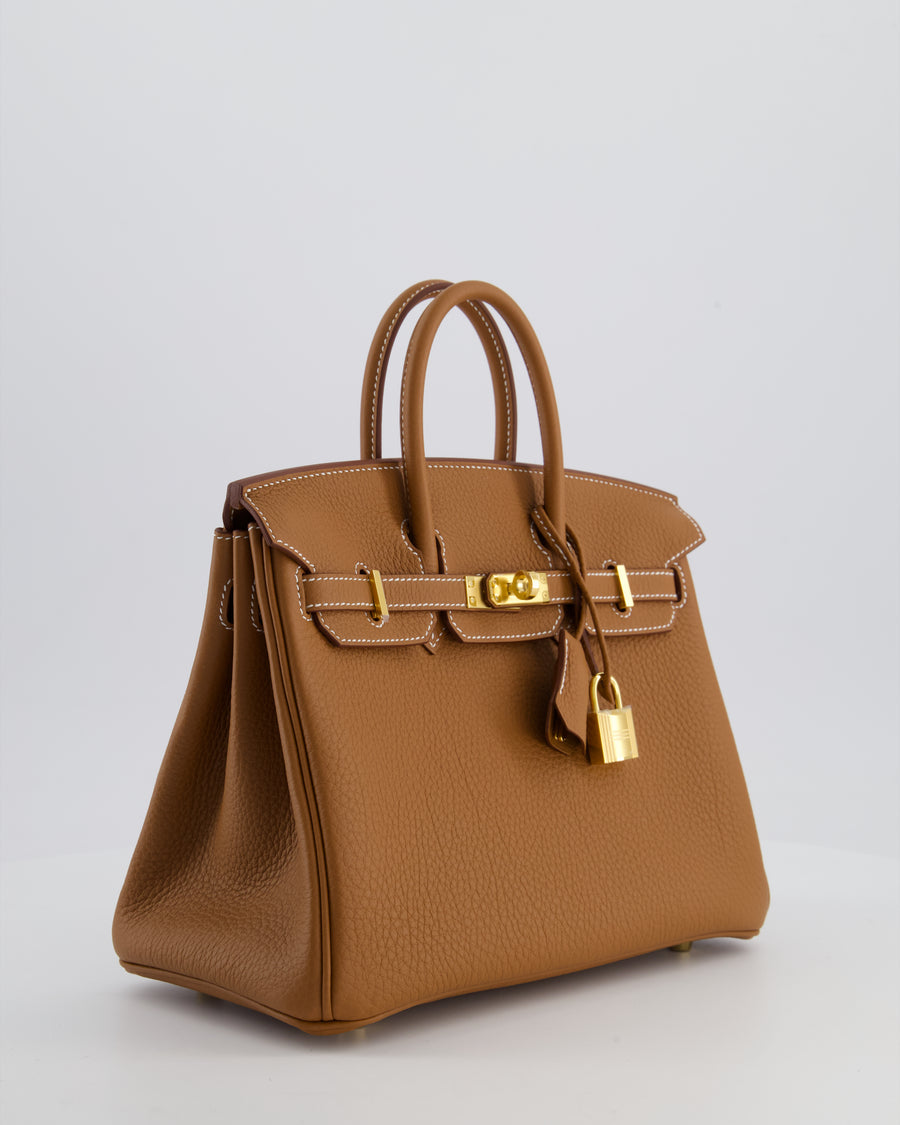 *HOT* Hermès Birkin 25 Retourne Bag in Gold Togo Leather with Gold Hardware