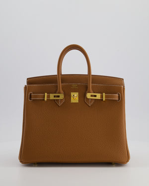 *HOT* Hermès Birkin 25 Retourne Bag in Gold Togo Leather with Gold Hardware