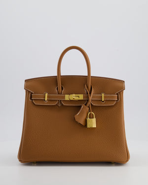 *HOT* Hermès Birkin 25 Retourne Bag in Gold Togo Leather with Gold Hardware