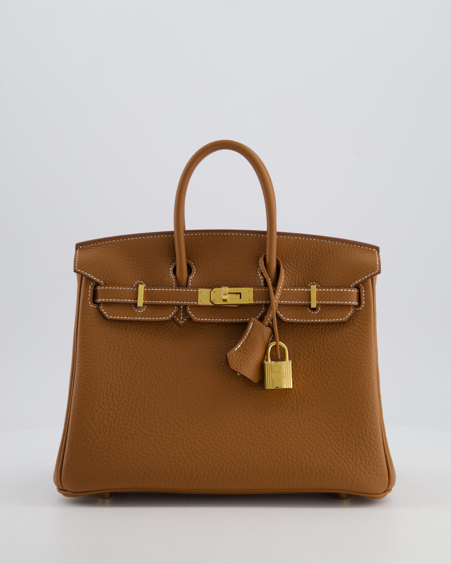 *HOT* Hermès Birkin 25 Retourne Bag in Gold Togo Leather with Gold Hardware