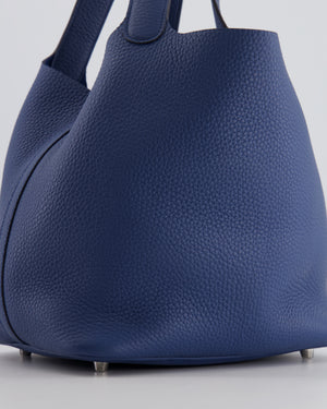 Hermes Picotin Lock Bag 22 in Blue Tie Clemence Leather with Palladium Hardware