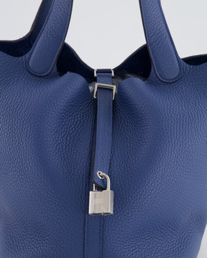 Hermes Picotin Lock Bag 22 in Blue Tie Clemence Leather with Palladium Hardware