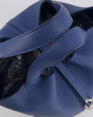 Hermes Picotin Lock Bag 22 in Blue Tie Clemence Leather with Palladium Hardware