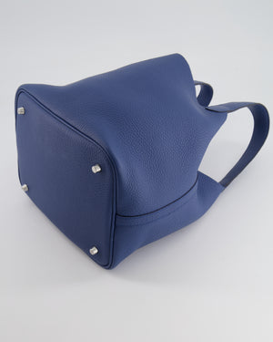 Hermes Picotin Lock Bag 22 in Blue Tie Clemence Leather with Palladium Hardware
