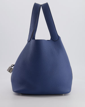 Hermes Picotin Lock Bag 22 in Blue Tie Clemence Leather with Palladium Hardware