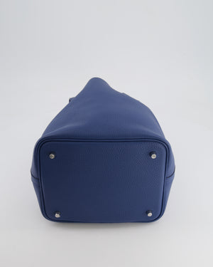 Hermes Picotin Lock Bag 22 in Blue Tie Clemence Leather with Palladium Hardware
