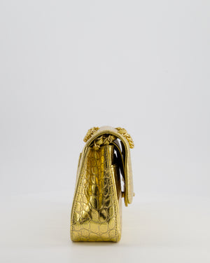 *RARE* Chanel Gold Medium Double Flap Bag in Crocodile Embossed Calfskin with Gold Hardware
