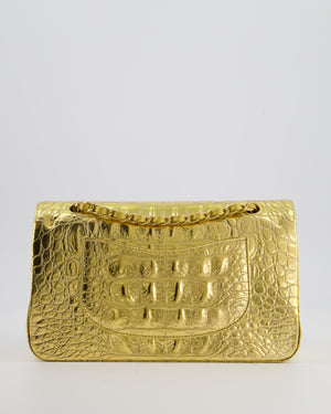 *RARE* Chanel Gold Medium Double Flap Bag in Crocodile Embossed Calfskin with Gold Hardware