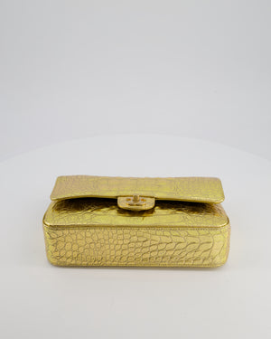 *RARE* Chanel Gold Medium Double Flap Bag in Crocodile Embossed Calfskin with Gold Hardware