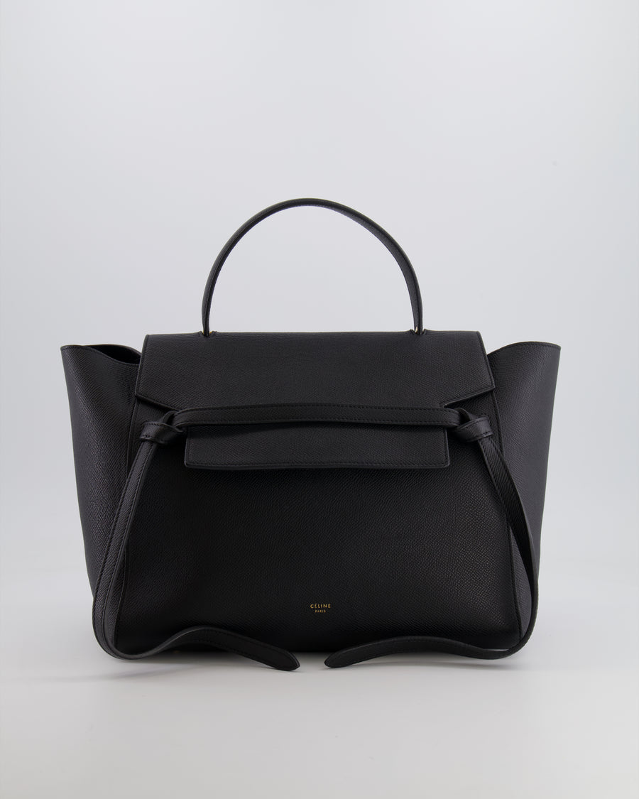 Celine Black Leather Sac à Bandouliere Belt Bag with Gold Hardware and Suede Lining