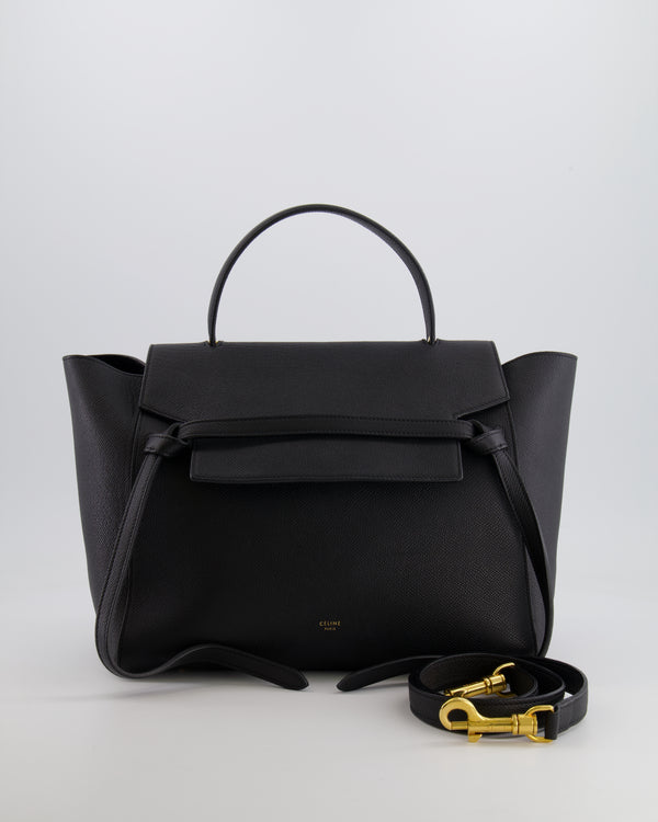 Celine Black Leather Sac à Bandouliere Belt Bag with Gold Hardware and Suede Lining