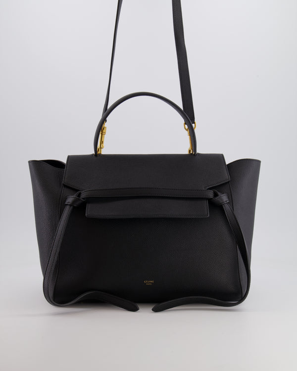 Celine Black Leather Sac à Bandouliere Belt Bag with Gold Hardware and Suede Lining