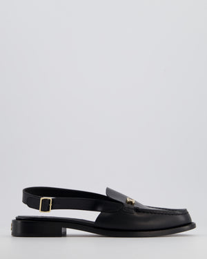 Chanel Black Slingback Loafer with Crystal CC Logo Detail Size EU 39