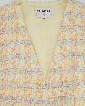 Chanel 25/P Pastel Yellow, Blue, and Pink Gilet with CC Logo Buttons Size FR 38 (UK 10)