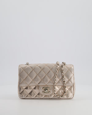 Chanel Rose Gold Metallic Pixel Effect Calfskin Mini Rectangular Flap Bag with Silver Hardware