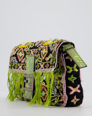 *HOT VINTAGE* Fendi Green Vintage Baguette Bag with Sequin Tassel & Lizard Details