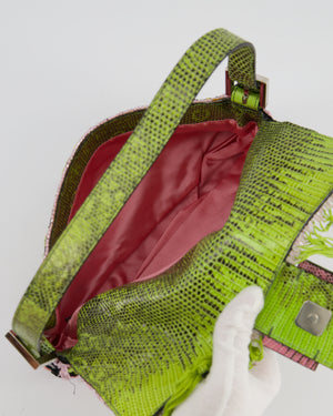 *HOT VINTAGE* Fendi Green Vintage Baguette Bag with Sequin Tassel & Lizard Details