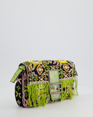 *HOT VINTAGE* Fendi Green Vintage Baguette Bag with Sequin Tassel & Lizard Details