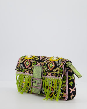*HOT VINTAGE* Fendi Green Vintage Baguette Bag with Sequin Tassel & Lizard Details
