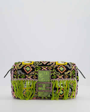 *HOT VINTAGE* Fendi Green Vintage Baguette Bag with Sequin Tassel & Lizard Details