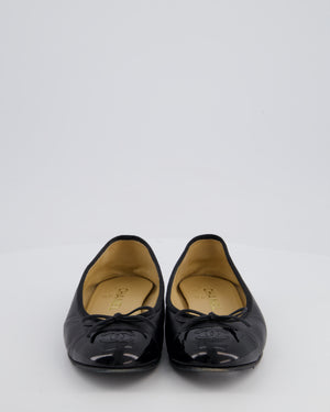 Chanel Black Ballerina Pumps with Patent Toe Detail Size EU 37