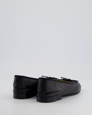 Chanel Black Ballerina Pumps with Patent Toe Detail Size EU 37