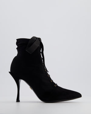 Dolce & Gabbana Black Lace Up Pointed Suede Heels Size EU 37
