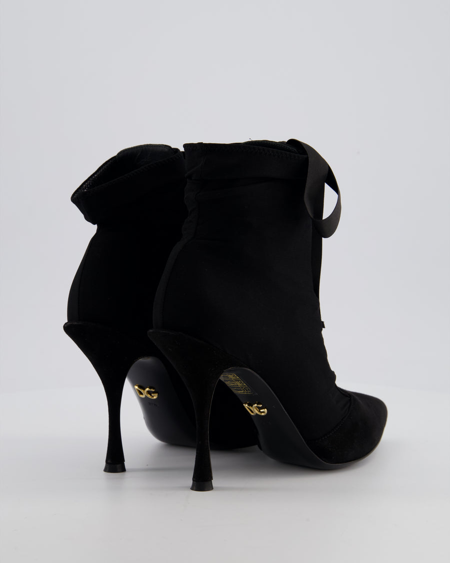 Dolce & Gabbana Black Lace Up Pointed Suede Heels Size EU 37
