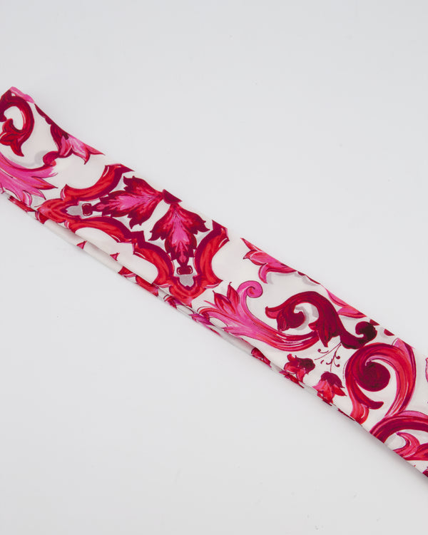 Dolce & Gabbana Pink Majolica Silk Scarf Size 100cm x 6.5cm