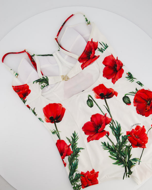 Dolce & Gabbana Red Floral Print Swimsuit Size IT 5 (UK XXL) RRP £795