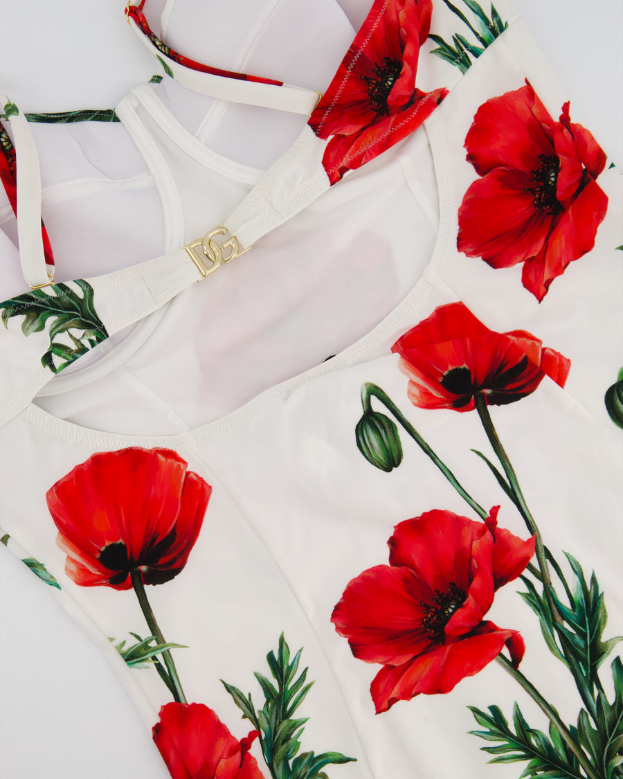 Dolce & Gabbana Red Floral Print Swimsuit Size IT 5 (UK XXL) RRP £795
