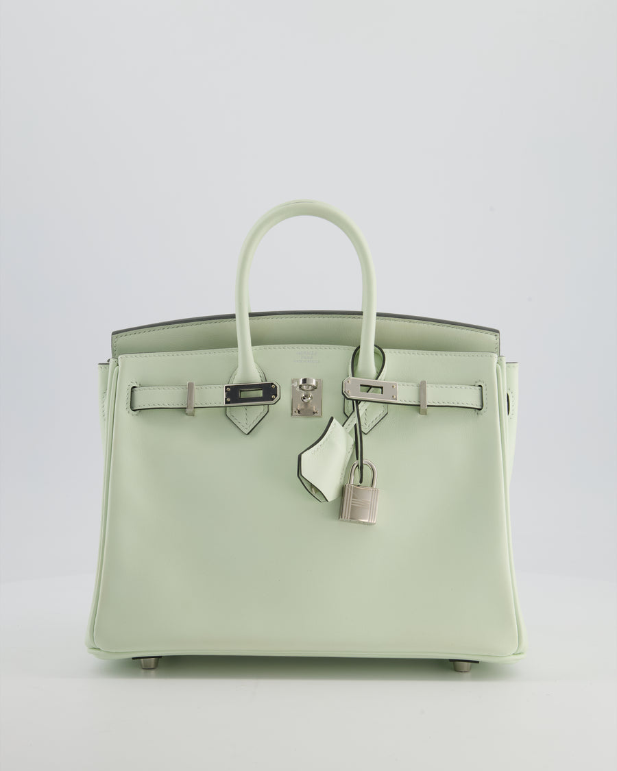 *FIRE PRICE* Hermès Birkin 25 Retourne Bag in Vert Fizz Swift Leather with Palladium Hardware