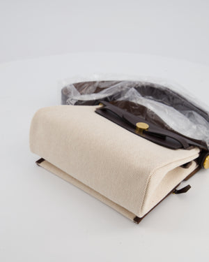 *NEW RELEASE & RARE* Hermès Herbag Zip 20 Bag in Ecru Beige Viking Canvas & Ebene Vache Hunter Leather with Gold Hardware