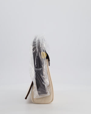 *NEW RELEASE & RARE* Hermès Herbag Zip 20 Bag in Ecru Beige Viking Canvas & Ebene Vache Hunter Leather with Gold Hardware