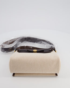 *NEW RELEASE & RARE* Hermès Herbag Zip 20 Bag in Ecru Beige Viking Canvas & Ebene Vache Hunter Leather with Gold Hardware