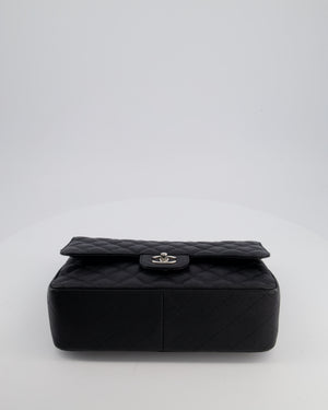 Chanel Black Jumbo Classic Double Flap Bag in Caviar Leather with Silver Hardware