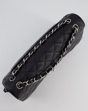 Chanel Black Jumbo Classic Double Flap Bag in Caviar Leather with Silver Hardware