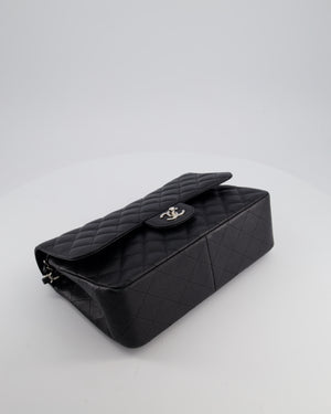 Chanel Black Jumbo Classic Double Flap Bag in Caviar Leather with Silver Hardware