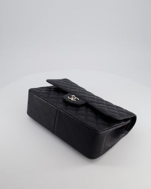 Chanel Black Jumbo Classic Double Flap Bag in Caviar Leather with Silver Hardware