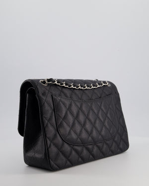 Chanel Black Jumbo Classic Double Flap Bag in Caviar Leather with Silver Hardware