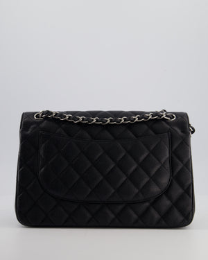 Chanel Black Jumbo Classic Double Flap Bag in Caviar Leather with Silver Hardware
