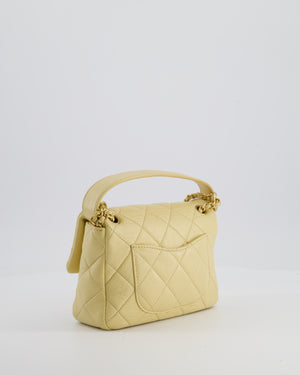 Chanel Mini Flap Bag in Pale Yellow Lambskin Leather with Chunky Chain and Gold Hardware