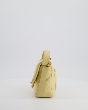 Chanel Mini Flap Bag in Pale Yellow Lambskin Leather with Chunky Chain and Gold Hardware