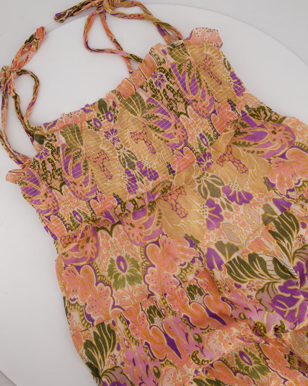 Zimmermann Pink Floral Strap Floral Midi Dress Size 4 (UK 16)