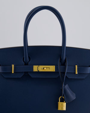 *VERY RARE* Hermès Birkin 30 Sellier Bag Deep Bleu Epsom Leather with Gold Hardware