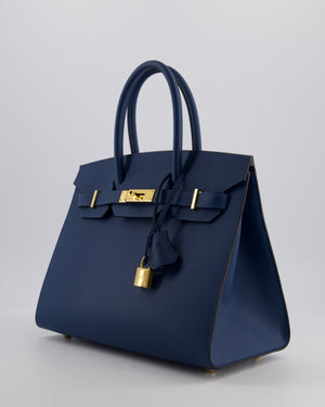 *VERY RARE* Hermès Birkin 30 Sellier Bag Deep Bleu Epsom Leather with Gold Hardware