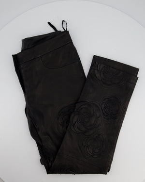 Chanel FW/2010 Black Leather Camellia Leather Pants Size FR 36 (UK 8) RRP: £4,170