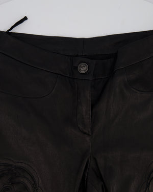 Chanel FW/2010 Black Leather Camellia Leather Pants Size FR 36 (UK 8) RRP: £4,170
